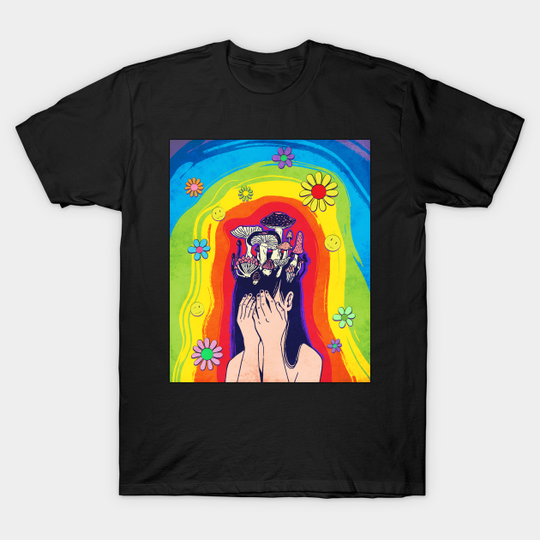 Kidcore Aesthetic Emo Sad Anime Girl Mushroom Head - Kidcore - T-Shirt