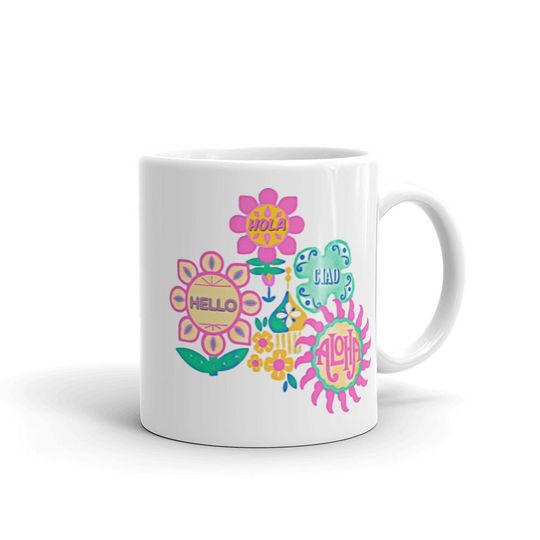 White glossy mug, its a small world mug, Mary blaire mug, Disneyland mug, disneyworld mug