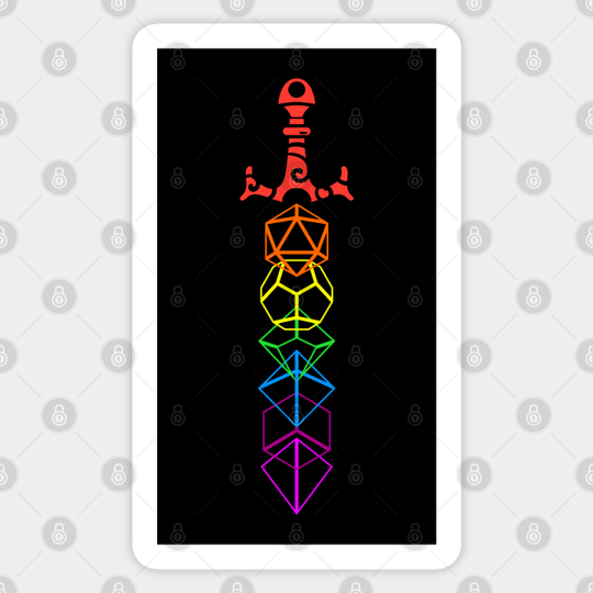 Rainbow Dice Sword RPG Gaming - Dungeons And Dragons - Sticker