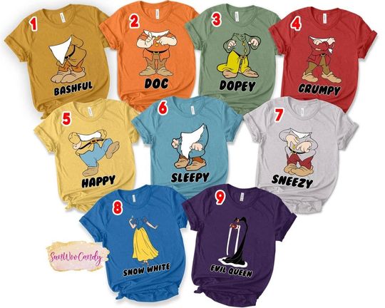 Snow White Shirt, 7 Dwarfs Shirt, Disney Group Shirt, 7 Dwarfs Costume Group Shirts