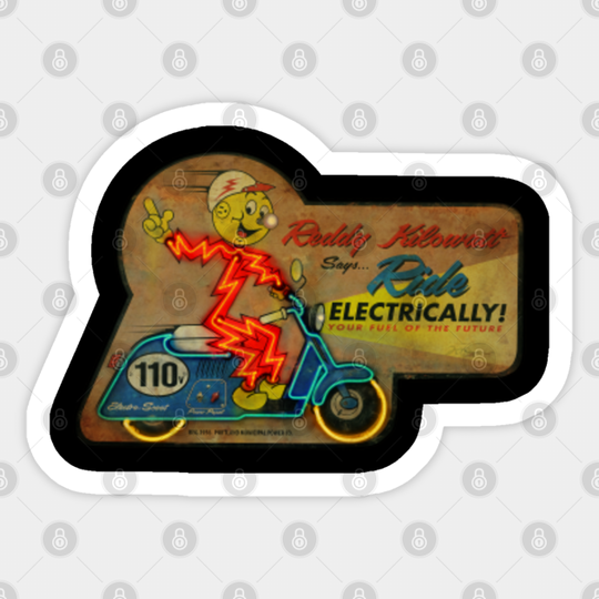 RETRO Reddy Kilowatt Neon On Scott - Reddy Kilowatt - Sticker