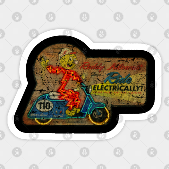 Vintage Reddy Kilowatt Neon On Scott - Reedy Kilowatt - Sticker