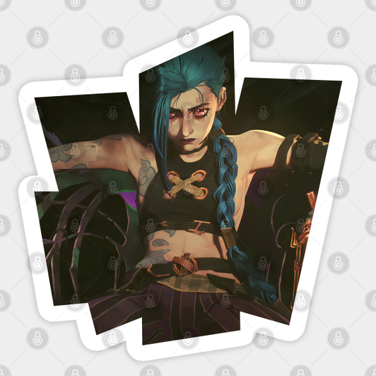 Arcane LOL Fanart - Framed Jinx on Her Jinx Chair - Arcane 3rd Act - Jinx - Sticker