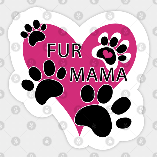 Fur Mama Pink Heart Paw Prints - Pet - Sticker