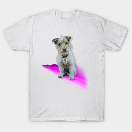 Scruffy Jack Russell Terrier on a rainbow wave! - Dog - T-Shirt
