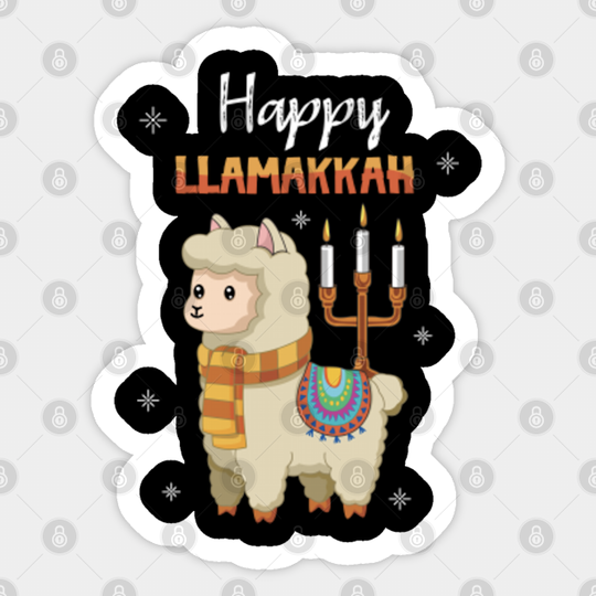 Llamakkah Llama Candles Menorah Happy Hanukkah - Hanukkah - Sticker