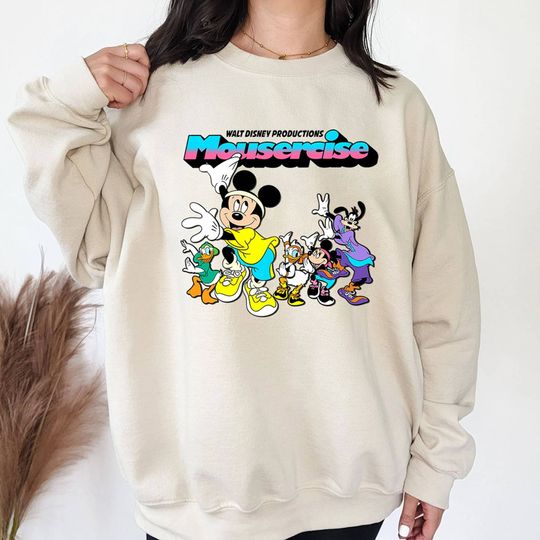 Mickey and Friends Sweatshirt, Vintage Disney Mousercise 90s Promotional Sweatshirt, Disney World Marathon 2023
