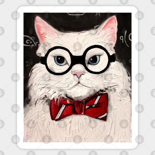 Chemistry Cat Contemplates the Science of Catnip - Science - Sticker