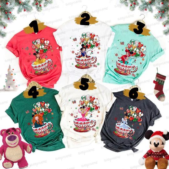 Disney Princess Christmas Teacup Shirt, Princess Squad, Disney Christmas Party Shirt