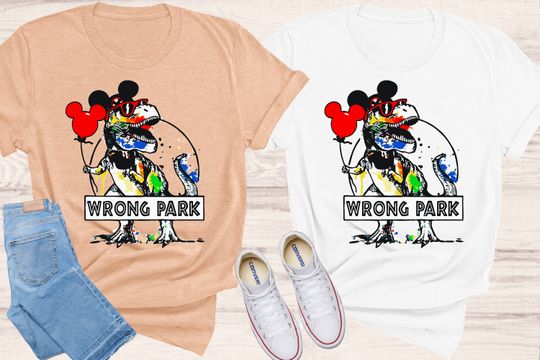 WRONG PARK SHIRT - Theme Park Trip Shirt - Funny Dinosaur Tee Shirt - Disney Tee Shirt - Animal Printed Tee - Graphic Design Tee Gift