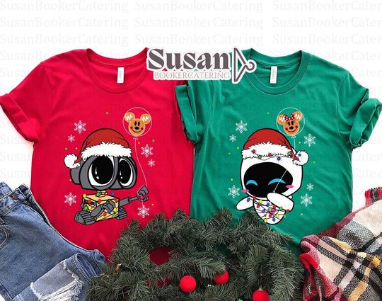 Wall-E and Eve Christmas couple shirts, Disney trip Christmas shirts