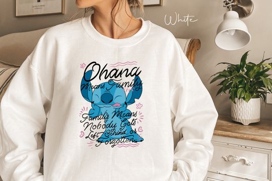 Disney Stitch Sweatshirt,Ohana Means Family
