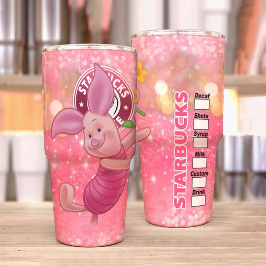 Piglet Pink Glitter Bling Starbucks Disney Tumber 30 oz