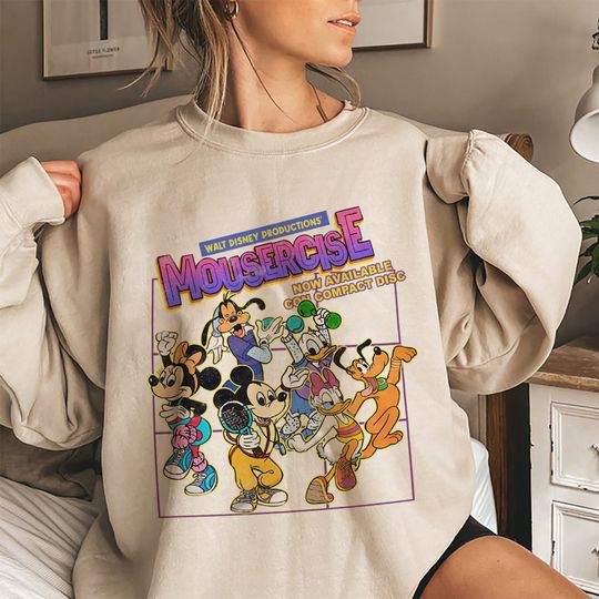 Mickey and Friends Sweatshirt, Vintage Disney Mousercise 90's Promotional