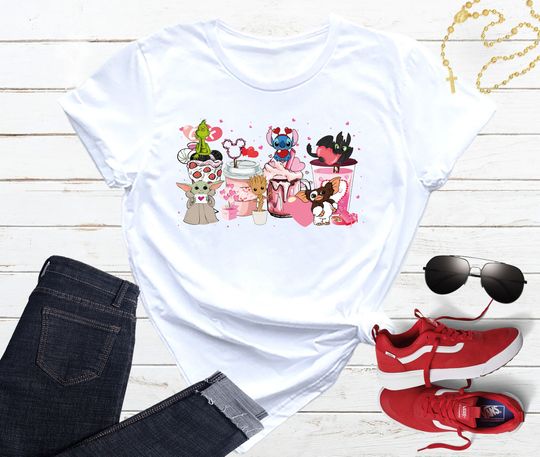 Stitch Valentines Day Shirt, Valentine Couple Shirt, Disney Love Shirt, Grogu Valentine Shirt
