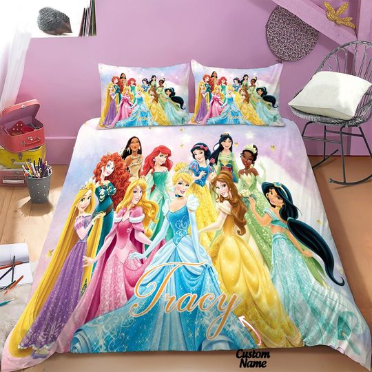 Disney Princess Bedding, Snow White Princess Peach Bedding Set, Snow White Princess Duvet Set Cover