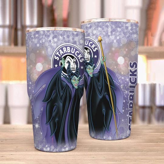 Maleficent Purple Glitter Bling Starbucks Disney Tumber 30 oz