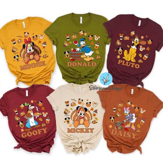 Disney Thanksgiving Characters shirts, Mickey and Friends Autumn shirt, Disneyland Fall shirt