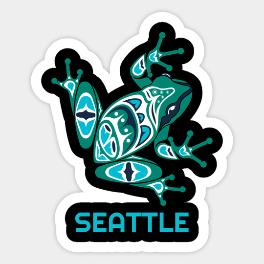 Seattle Frog Pacific Northwest Native American Indian Art - Green Frog - Sticker