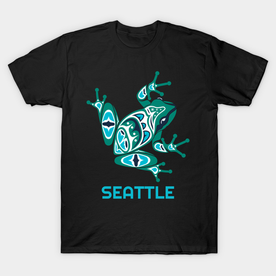 Seattle Frog Pacific Northwest Native American Indian Art - Green Frog - T-Shirt