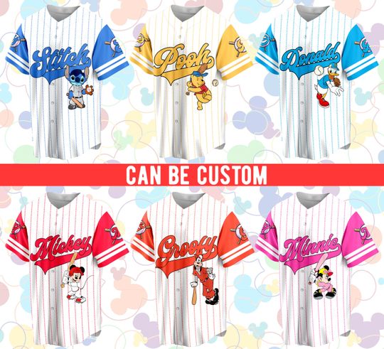 Custom Name Disneyy Game Day Baseball Jersey, Mickey And Friends Baseball Season Outfit For Baseball Fans