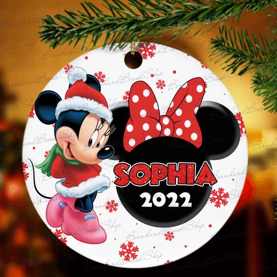 Personalized Minnie Mouse Ornament, Disney Christmas Ornament