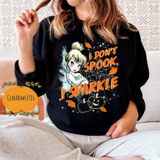 Disney Peter Pan Tinkerbell Halloween Sparkle Sweatshirt, Disney Halloween Sweatshirt