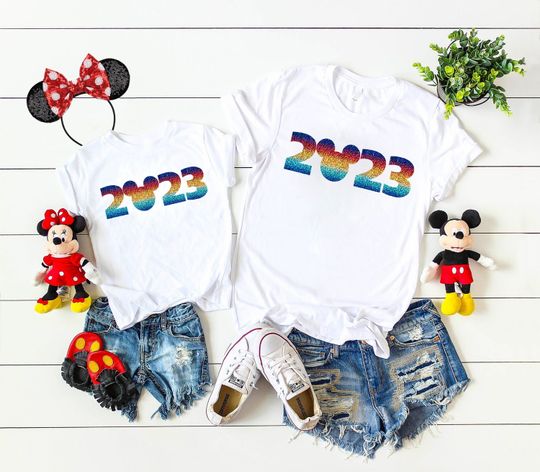 2023 Disney Shirt, Holographic Rainbow Year, Family Vacation, New Years Eve