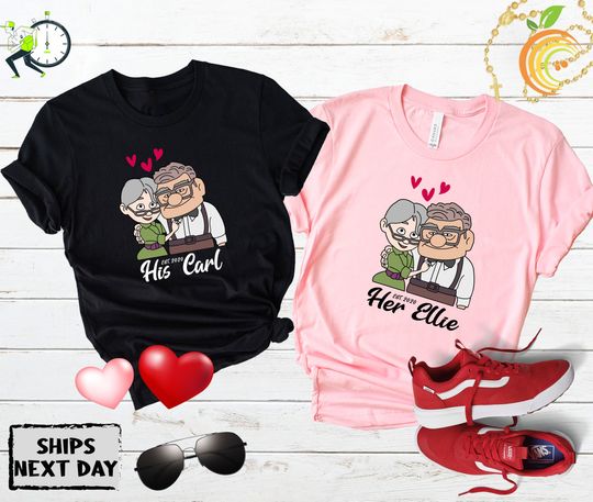His Carl Her Ellie Shirts, Carl and Ellie Shirt, Up Couple Shirt, Disney Valentine Shirt
