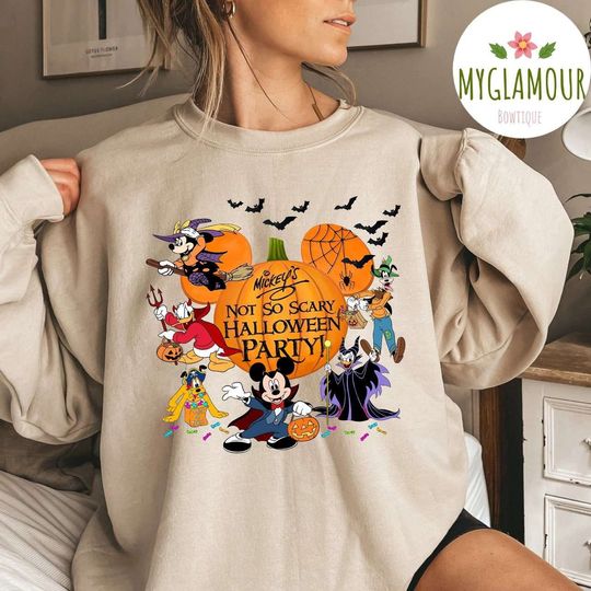 Vintage Disney Happy Halloween Mickey and Friends Pumpkin Sweatshirt, Vintage Halloween 2022, Disney Halloween, Disney Family matching