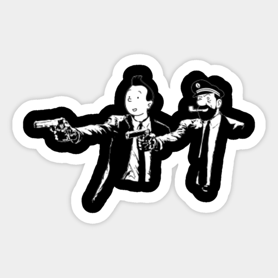 Tintin And Captain Haddock Pulp Fiction - Tintin - Sticker