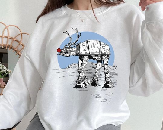 Rudolph ATAT Walker Christmas Graphic, Funny Disney Star Wars Xmas Light Sweatshirt