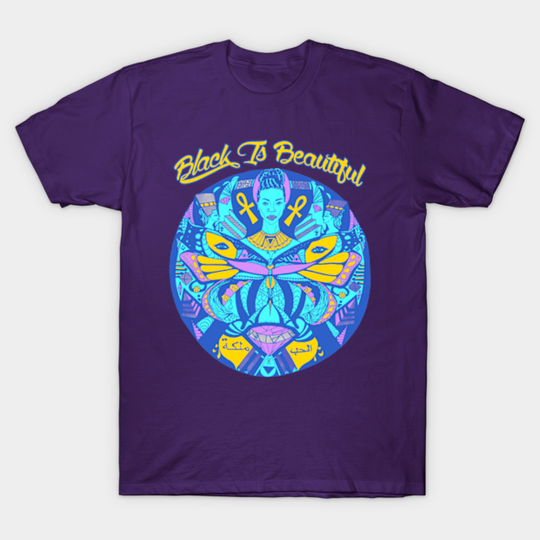 Neon Blue Butterfly Goddess Black Is Beautiful - Black Is Beautiful - T-Shirt