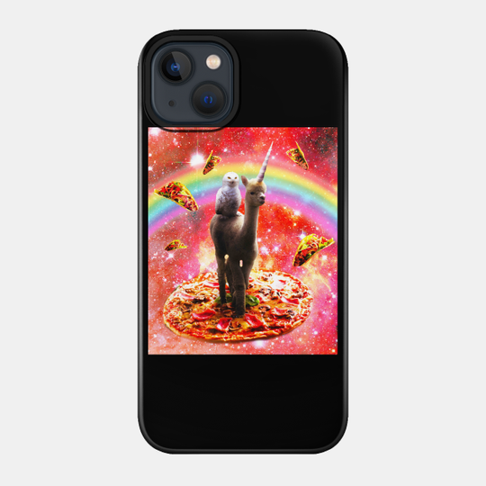 Space Owl Riding Alpaca Unicorn - Pizza & Taco - Galaxy - Phone Case