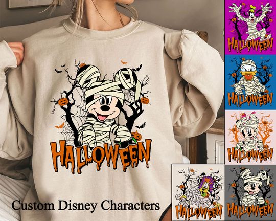 Vintage Disney Characters Halloween Sweatshirt, Vintage Mickey Halloween 2022