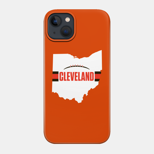 Cleveland Football Ohio Outline White T-Shirt - Cleveland Browns - Phone Case