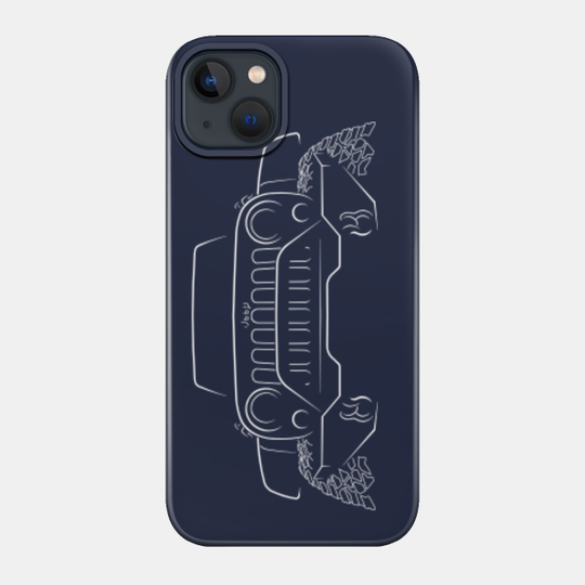 Jeep Wrangler Rubicon - front stencil, white - Jeep - Phone Case