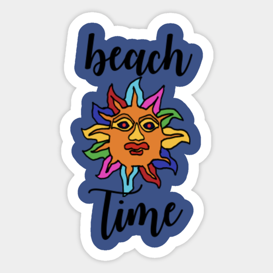 Fun Beach Time Aztec Sun Beach Cartoon - Beach - Sticker