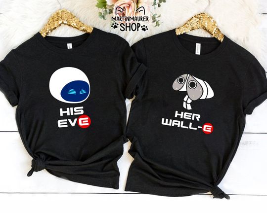 Wall-e and Eve Shirt, Disney Couple Shirt, Matching Shirt, Disney Valentine Shirt