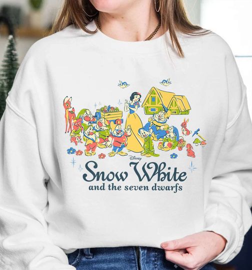 Vintage Snow White And The Seven Dwarfs Group Sweatshirt, Snow White Princess Disney Sweatshirt