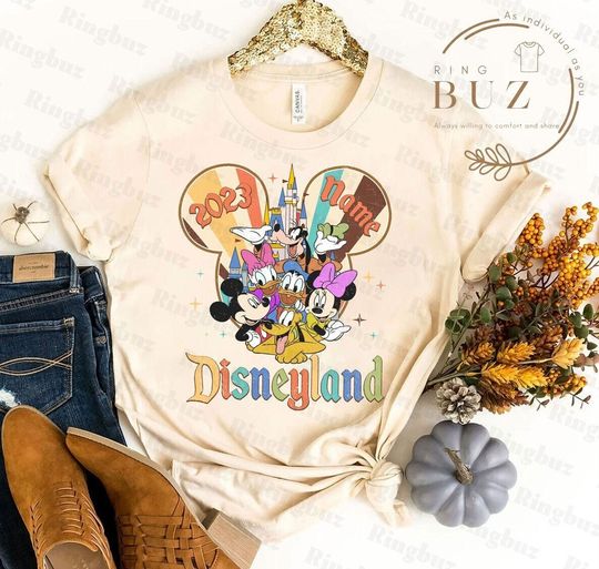 Discover Personalized Vintage Disneyland Shirt, Retro Mickey And Friends Disney Trip Matching T-Shirt
