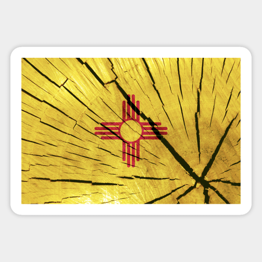 Flag of New Mexico - Tree Trunk Wood - New Mexico - Sticker