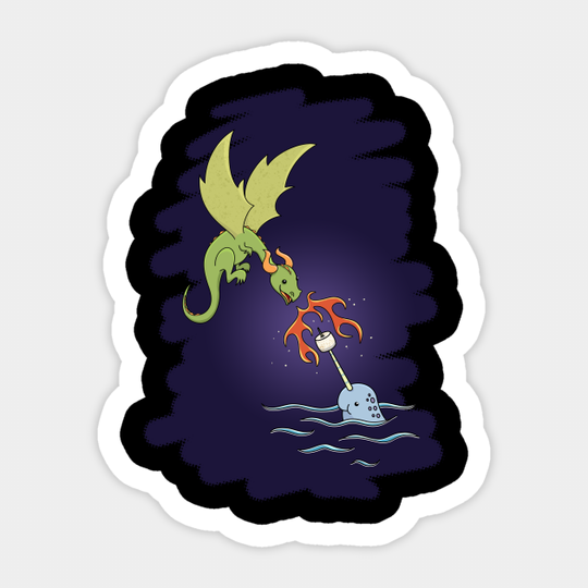 Dragon Narwhal Marshmallow Roast - Dragon - Sticker