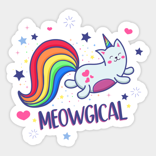 Meowgical Magical Rainbow Kitty Cat Unicorn - Rainbow - Sticker