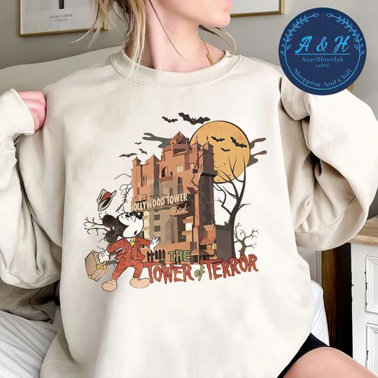 Vintage Disney Tower of Terror Sweatshirt, Mickey Halloween Sweatshirt