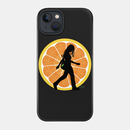 Orange Fruit Walking Woman Silhouette - Orange Fruit - Phone Case