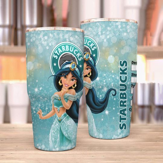 Jasmine Princess Clear Glitter Bling Starbucks Disney Tumber 30 oz