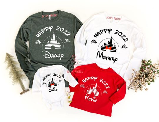 Happy 2022 Disney Family Shirts,Custom New Year 2022 Long Sleeve Shirt