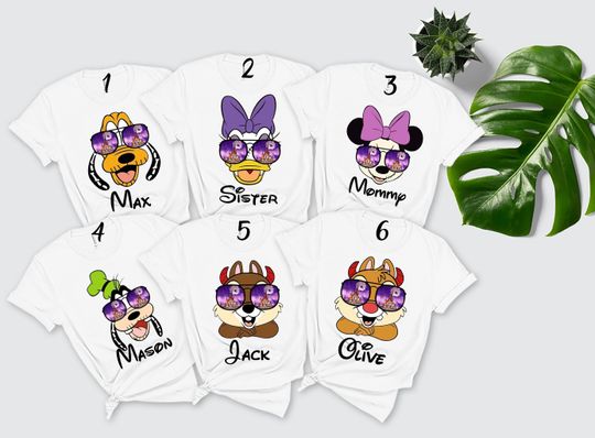 Disney Mouse Characters sunglasses halloween Family Shirt