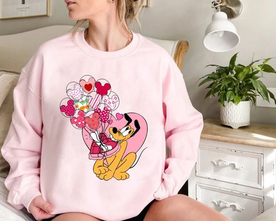 Disney Pluto Valentine's Day Shirt, Matching Sweatshirt